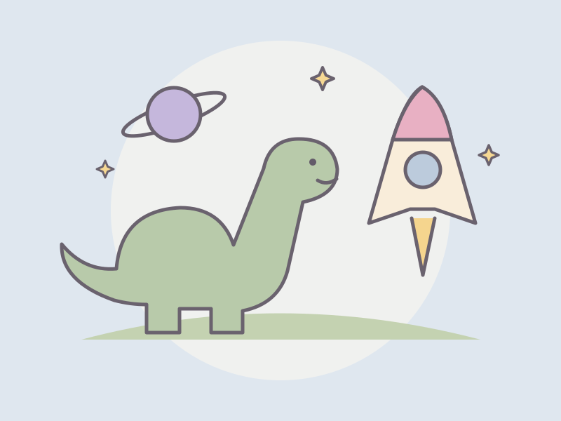 Dinosaurs & Space coloring collection illustration